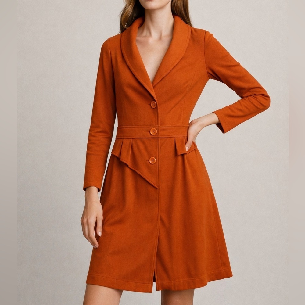 Rossi Roma Italian Made Orange Coat Dress